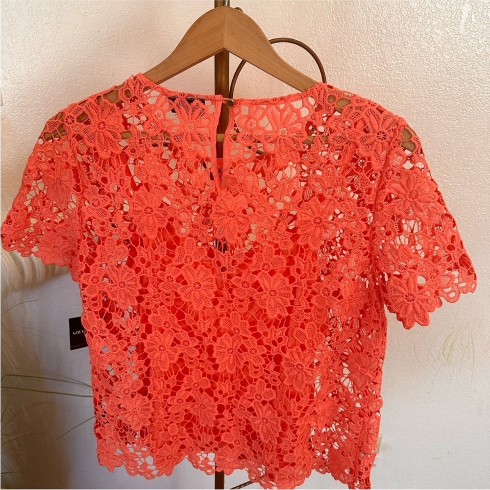 EUC Liz Claiborne Career Coral Lace Top Sz M - Picture 3 of 3